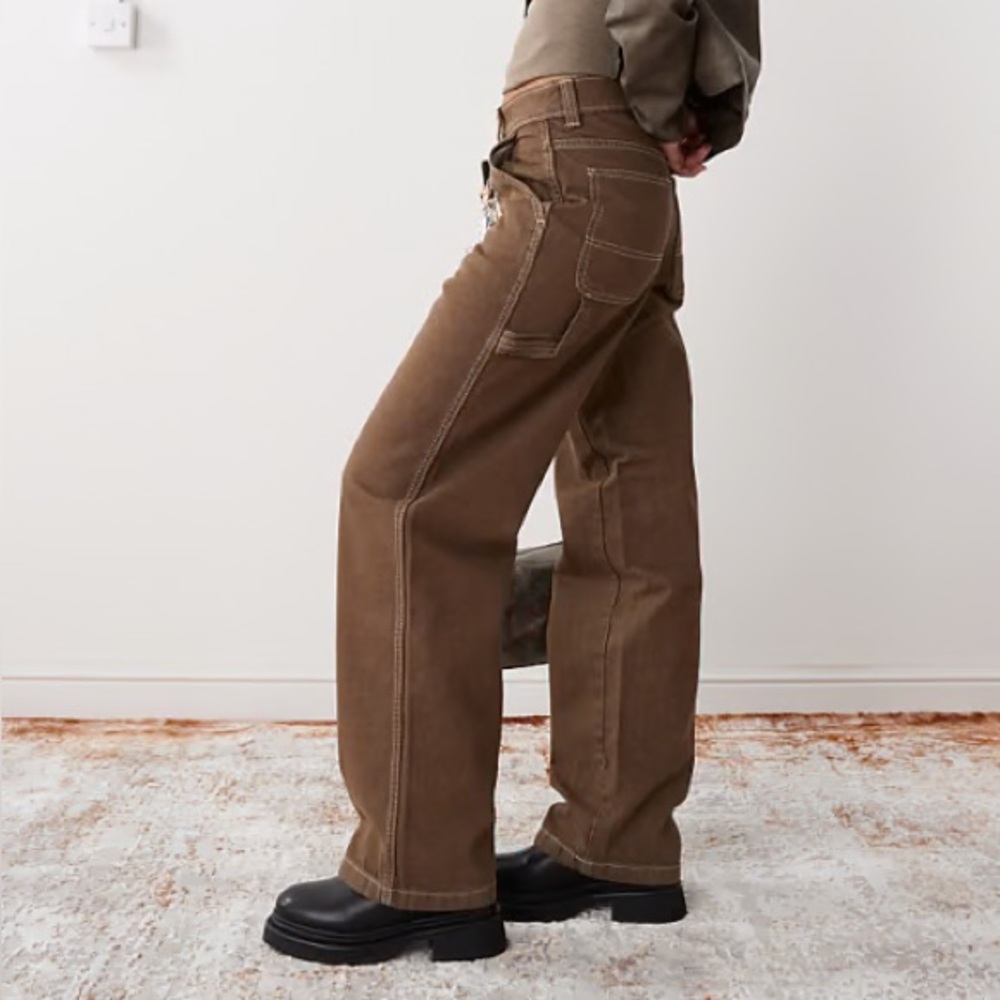Dickies Brown Loose Straight Contrast Stitch Cotton Twill Carpenter Pants
